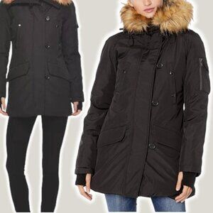 S13 Luxe Eskimo Midlength Down Parka With Faux Fur Hood Jacket Sz Small